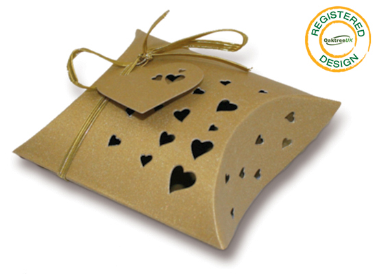Pillow Box Heart Pearl Gold (pack 5pcs) - Gift Boxes / Bags